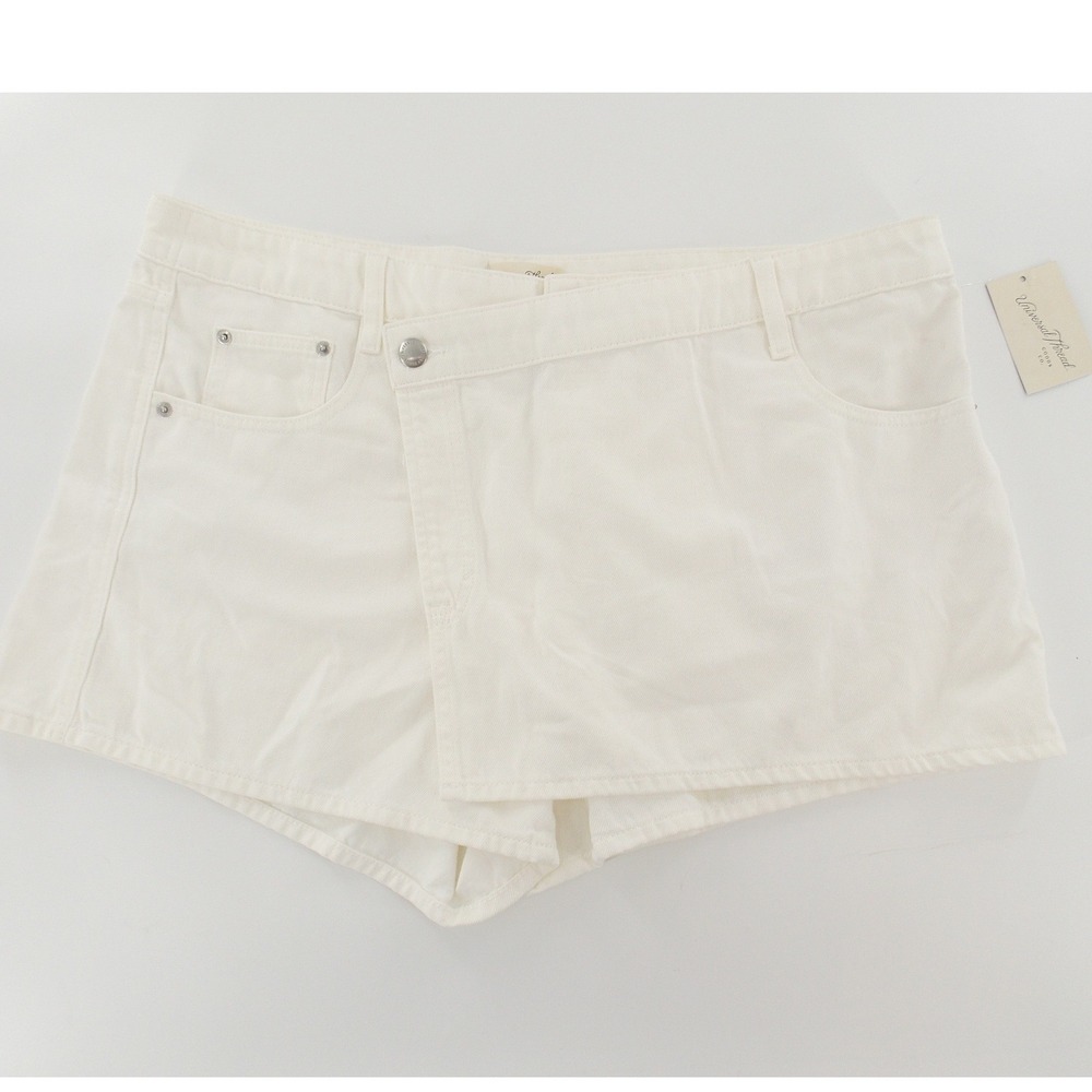 NWT Universal Thread Skort Denim Asymmetric Wrap Women 17 White